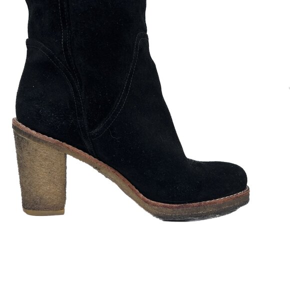 Ugg Josie Suede Leather Black Convertible Tall Heel Pull-On Boots Size 9 - Picture 4 of 8